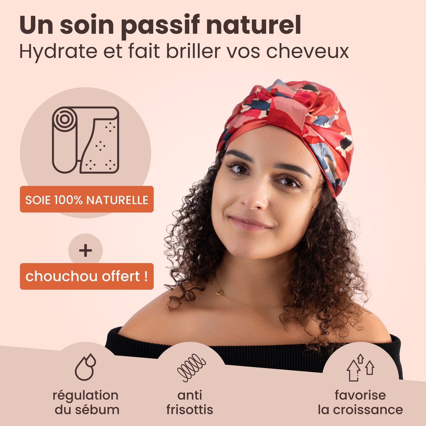 Bonnet de nuit en soie naturelle – Anti-frisottis & casse des cheveux