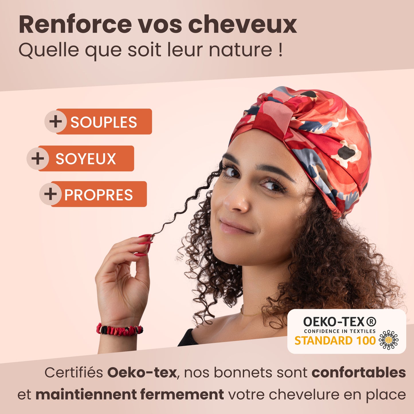 Bonnet de nuit en soie naturelle – Anti-frisottis & casse des cheveux